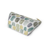 Watercolor Leaf Stamp Accessory Pouch w T-bottom in Teal